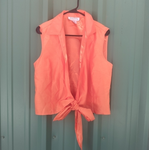 Women's Orange Vest Blouse Top Size Large - Picture 1 of 3